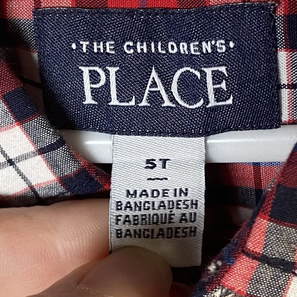 The Children's Place Toddler Boys Plaid Button Down Shirt Red Size 5T NWT